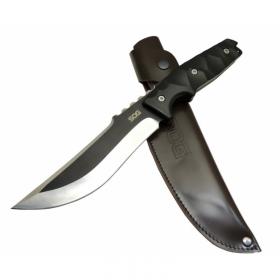 Sog Longhorn Fixed JL 01AB Siyah Outdoor Bıçak 31,5cm - Plastik Sap, Deri Kılıf, Tırtıklı Sırt