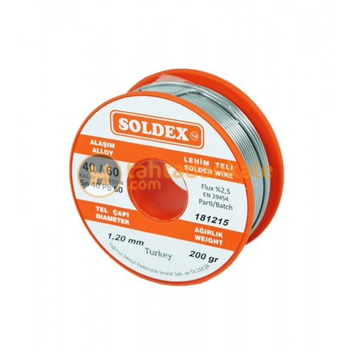 Soldex,OZK-SD40-60-200-12,Lehim Teli,Soldex 40-60 Lehim Teli 200 Gr 1.2 mm- Sn:40 / Pb:60